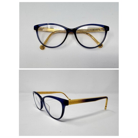 Carolina Herrera VHE677K Eyeglass Frames Only Blue Gold COL 0D99 52-17-140 main image 7